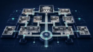 Shop-Architektur mit Kategorien, Produktseiten und internen Links als Symbol für Onlineshop SEO Grundlagen