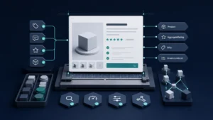 Produktdetailseite mit Daten, Bildern und internen Linksignalen als Symbol für SEO für Produktseiten