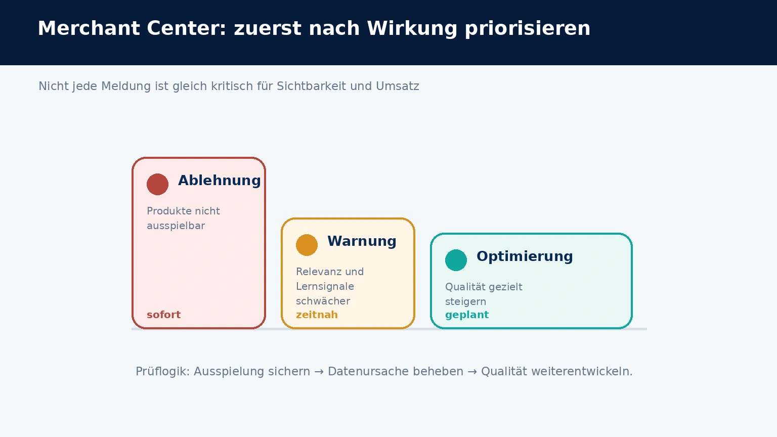 Schaubild zur Produktdaten-Qualitätsprüfung im Merchant Center: fehlerhafte Produktdaten werden bereinigt